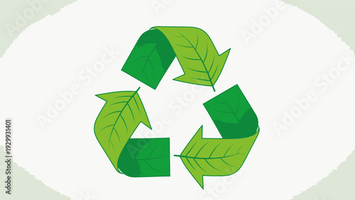 Green Recycling Symbol with Leaf Arrows.