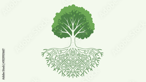 Tree with Visible Roots and Branches.