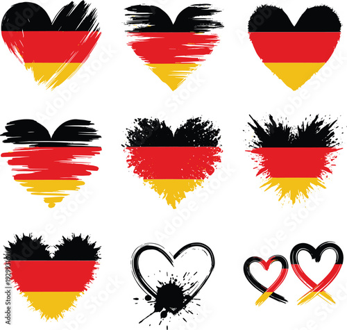 Vibrant German flag heart designs for love and patriotism