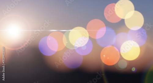 Colorful Bokeh Lights Abstract Background with Soft Lens Flare