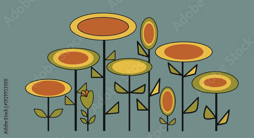 Vibrant yellow flowers blooming in a field with a blue sky background