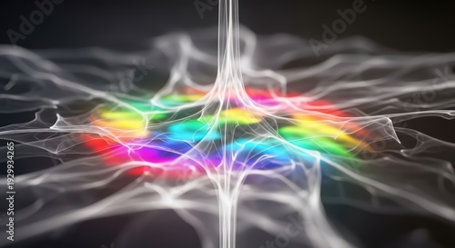 Abstract Rainbow Energy Waves with Glowing Light Flow on Dark Background