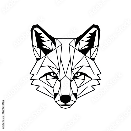 Geometric Fox Head Icon, Low Poly Style, Minimalist Animal Art