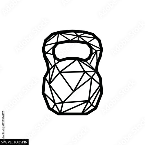 Geometric Kettlebell Icon - Low Poly Fitness Equipment Silhouette