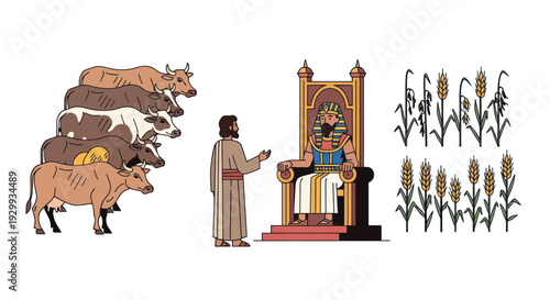 Joseph Interprets Pharaoh's Dream: Cows and Grain