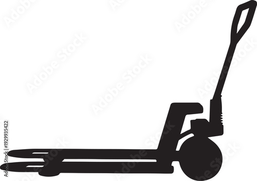 Pallet Jack with Extended Forks and Handle – Black and White Silhouette Vector Illustration