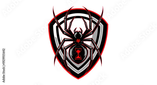 Black Widow Spider Emblem with Hourglass Symbol on Shield