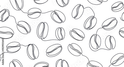 Abstract Coffee Bean Pattern - Minimalist Line Art Seamless Background