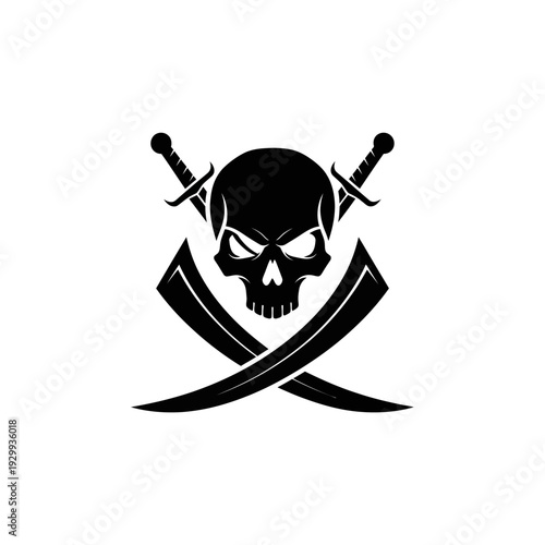Pirate Skull with Crossed Swords Graphic Illustration.