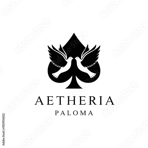 Aetheria Paloma logo with birds and spade symbol.