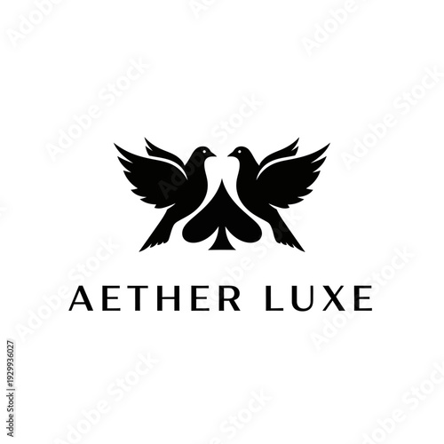 Luxury brand logo featuring two birds in flight together.