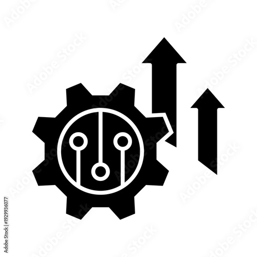 Line icon of cloud with gears and light bulb, symbolizing cloud computing, innovation, automation, and digital transformation.