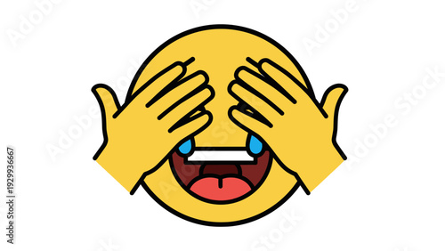 Laughing Emoji with Hands Over Eyes.