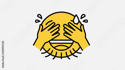 Crying Cartoon Face with Hands Covering Eyes.