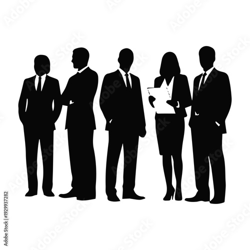 Business Startup Team Silhouette Men and Women Entrepreneurs Working Together in Modern Office Concept Vector