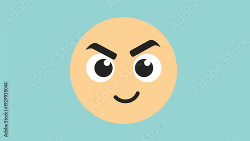 Angry Cartoon Face with Eyebrows.