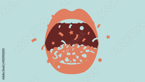 Open Mouth with Pills and Capsules Inside.