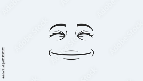 Simple Smiling Face Illustration with Closed Eyes.