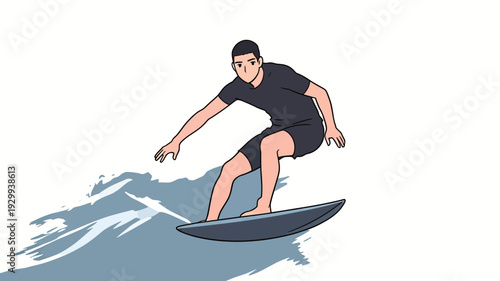A person balances on a surfboard while riding waves in the ocean on a sunny day. The scene shows summer fun and excitement.