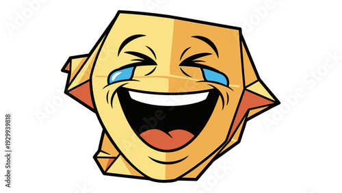 Cartoon Yellow Comedy Mask Happy Face.