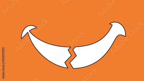 Broken White Smile Icon on Orange.