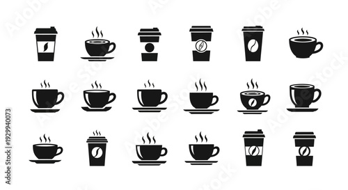 Black and white coffee cup icons.