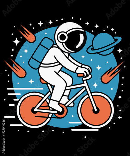 Astronaut on bike cycling to the moon funny