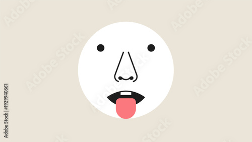 Simple Cartoon Face with Tongue Out.