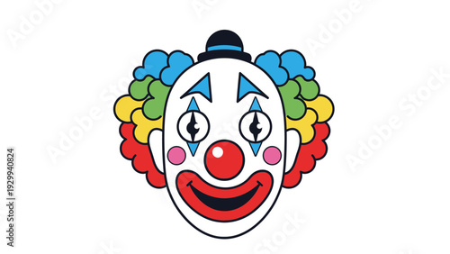 Colorful Clown Face Cartoon Character Illustration.