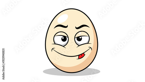 Smiling Cartoon Egg Character Illustration.