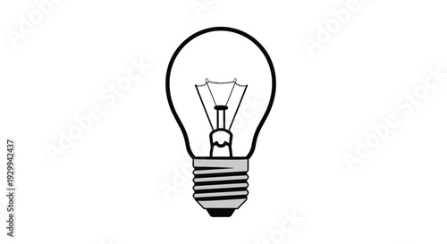 A detailed line drawing of a traditional incandescent light bulb with a visible filament and screw-in base is centrally positioned on a clean white background.