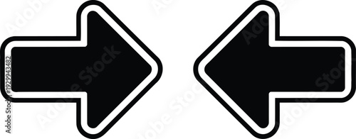 Two black arrows pointing in opposite directions with white borders Vector