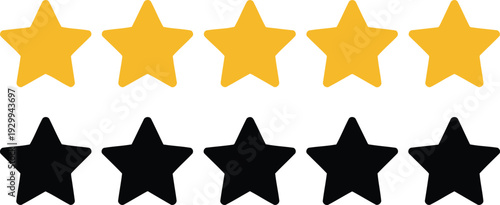A visual representation of a five-star rating system with filled and empty stars. Vector