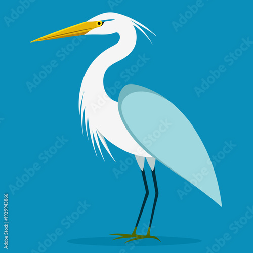 Une grande aigrette blanche dans les marécages du delta du Danube