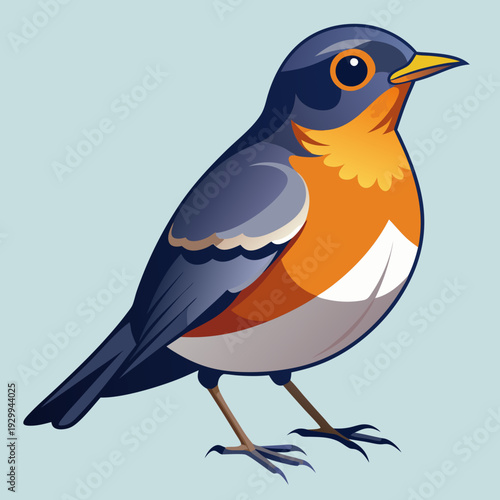 Merle d’Amérique perché sur un arbre au plumage vibrant dans le bois.