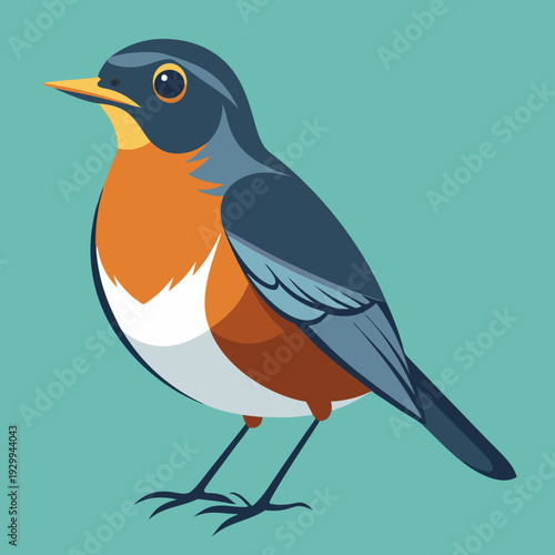 Merle d’Amérique perché sur un arbre au plumage vibrant dans le bois.