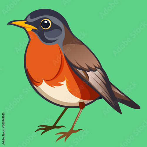 Merle d’Amérique perché sur un arbre au plumage vibrant dans le bois.