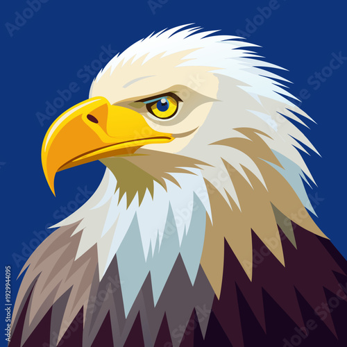 Pygargue à tête blanche nord-américain volant dans le ciel. Icône d’oiseau