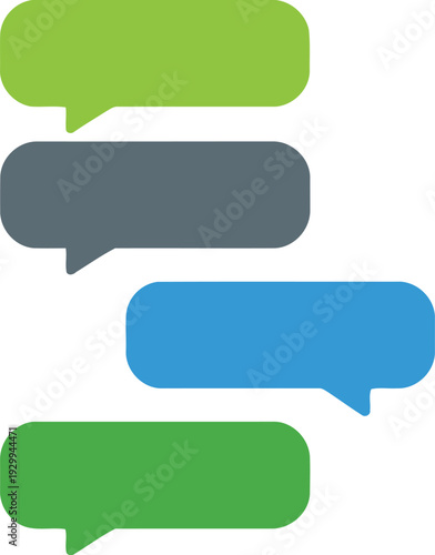 Colorful speech bubbles arranged in a vertical sequence representing a conversation Vector