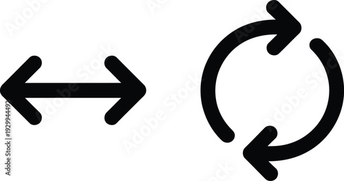 Arrows illustrating a bidirectional relationship and a circular process Vector