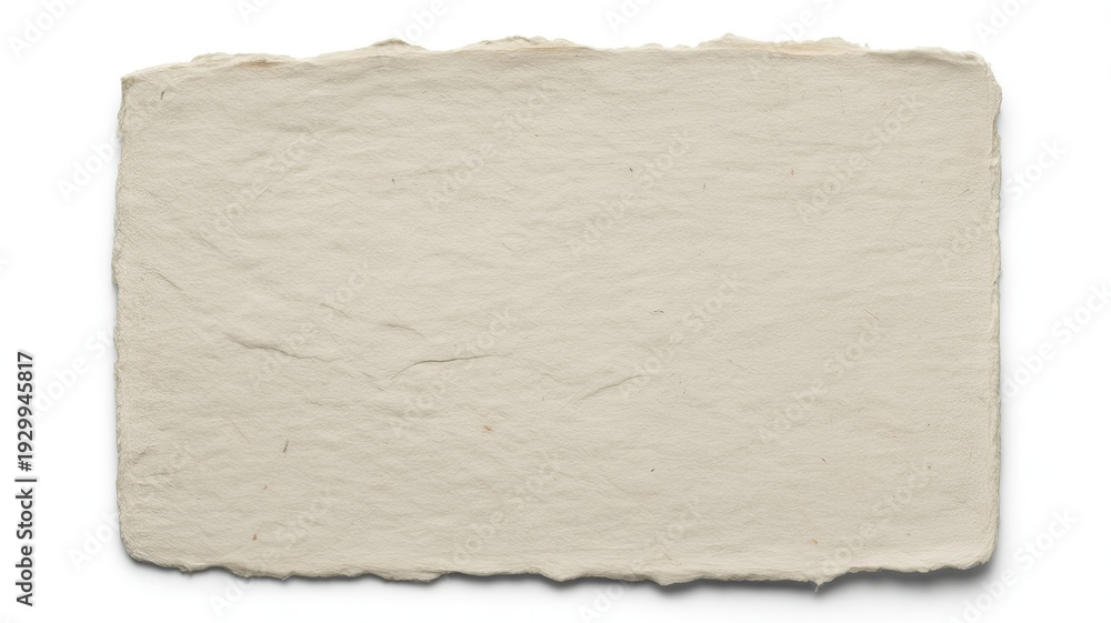 Fototapeta premium Rough edge handmade paper texture light beige color with visible fibers background