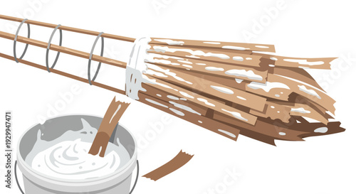 Crafting a Broom A Step-by-Step Illustration of Building a Traditional Cleaning Tool