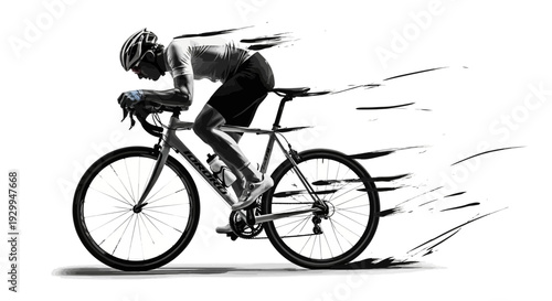 Cyclist in Motion: A Study in Speed and Determination.