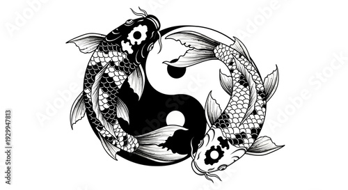 Yin Yang Koi Fish Symbolizing Balance and Harmony.