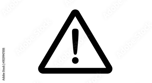 Black and white triangular warning sign with an exclamation mark.