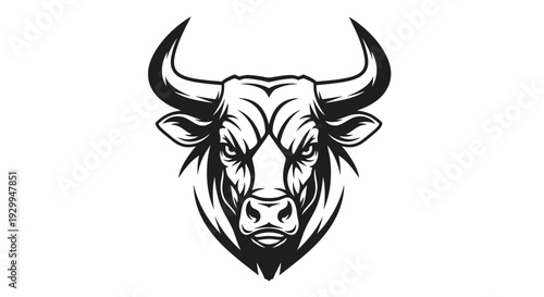 Powerful Bull Head Mascot Design with Intense Gaze.