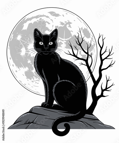 Cute Cat With Moon - Funny Cat Lover