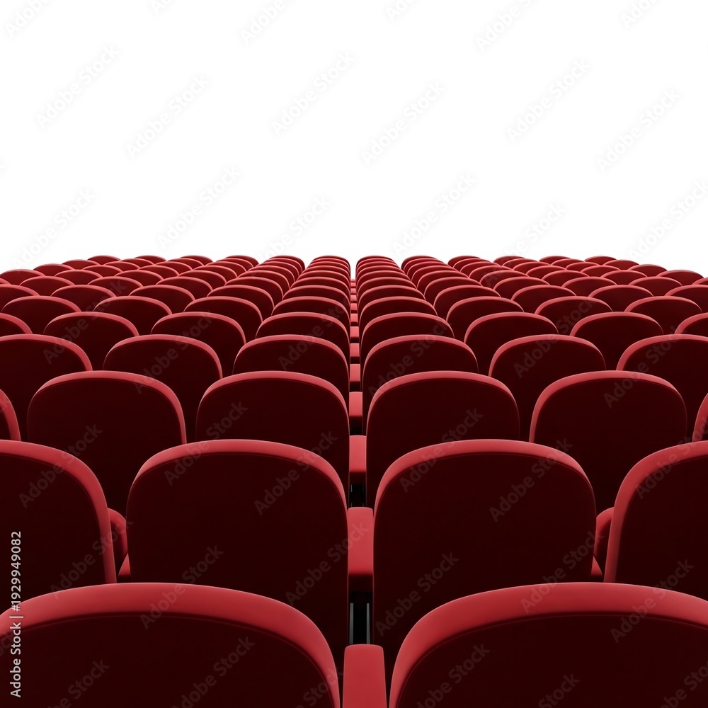 Obraz premium Rows of Empty Red Velvet Cinema Theater Seats