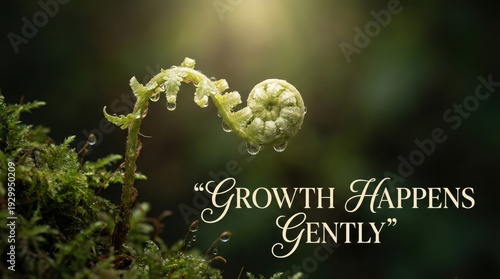 Wallpaper Mural Young Fern Frond Unfurling with Dew Drops Torontodigital.ca