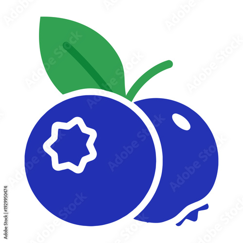 Flat blueberry Vector Illustration Isolated on White Background